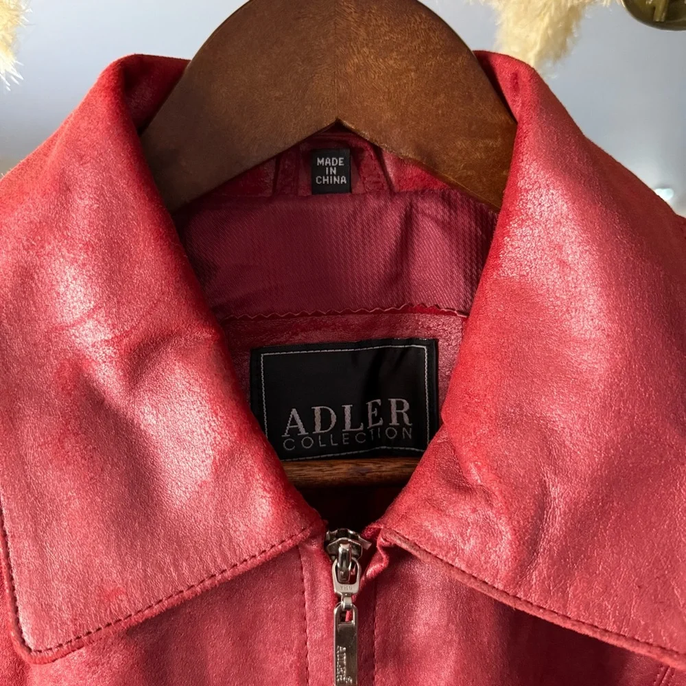 Adler Collection Women’s Red Genuine Leather Zipper Jacket Classic Stylish - Picture 2 of 12